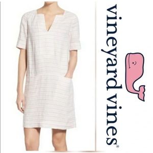 Vineyard Vines Tunic Linen Beach Stripe Dress Women's V Neck